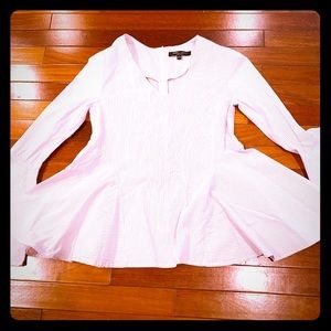 Red and White Striped Peplum Bell Sleeve